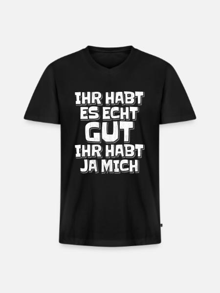 Lustiger Spruch - Männer Premium Bio T-Shirt mit V-Ausschnitt - Schwarz