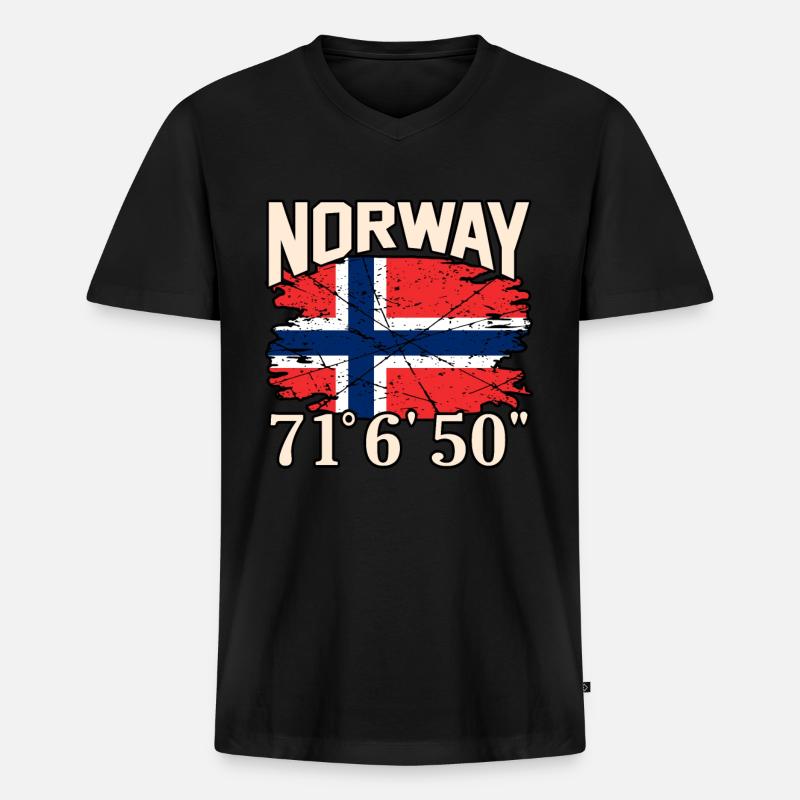 Norwegen - Männer Premium Bio T-Shirt mit V-Ausschnitt - Schwarz