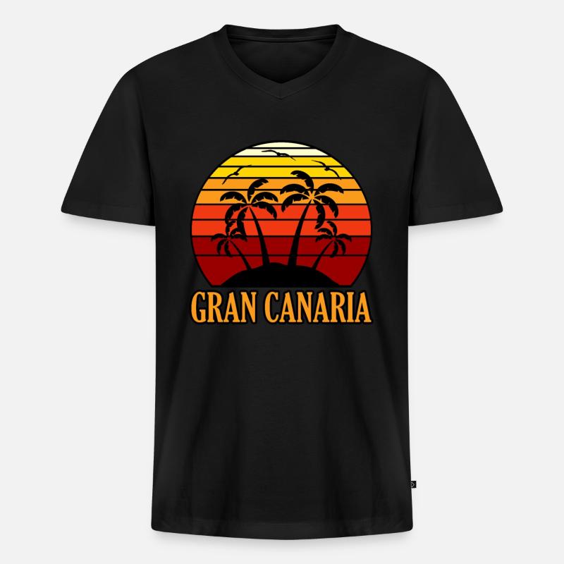 Gran Canaria - Männer Premium Bio T-Shirt mit V-Ausschnitt - Schwarz