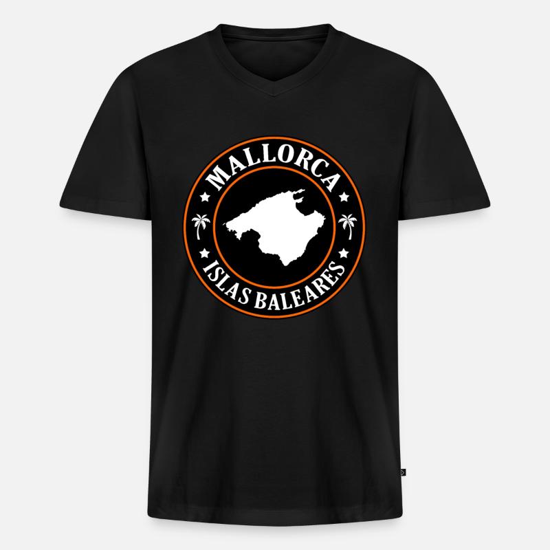 Mallorca - Männer Premium Bio T-Shirt mit V-Ausschnitt - Schwarz