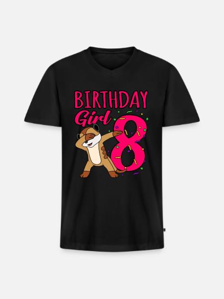 8th birthday - Men's Premium Organic T-shirt with V-neck - black
