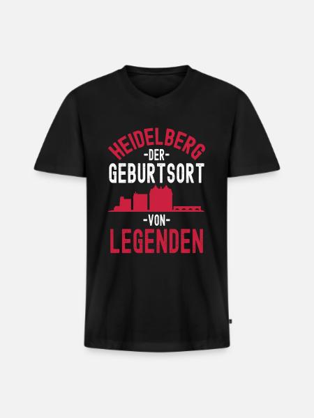 Heidelberg - Männer Premium Bio T-Shirt mit V-Ausschnitt - Schwarz