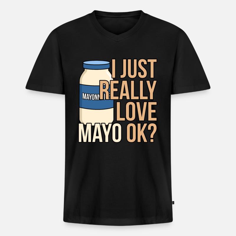 Mayonnaise Flasche Geschenkidee - Männer Premium Bio T-Shirt mit V-Ausschnitt - Schwarz