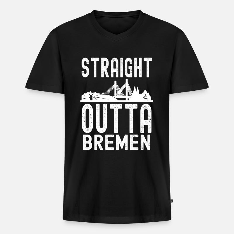 Bremen - Männer Premium Bio T-Shirt mit V-Ausschnitt - Schwarz