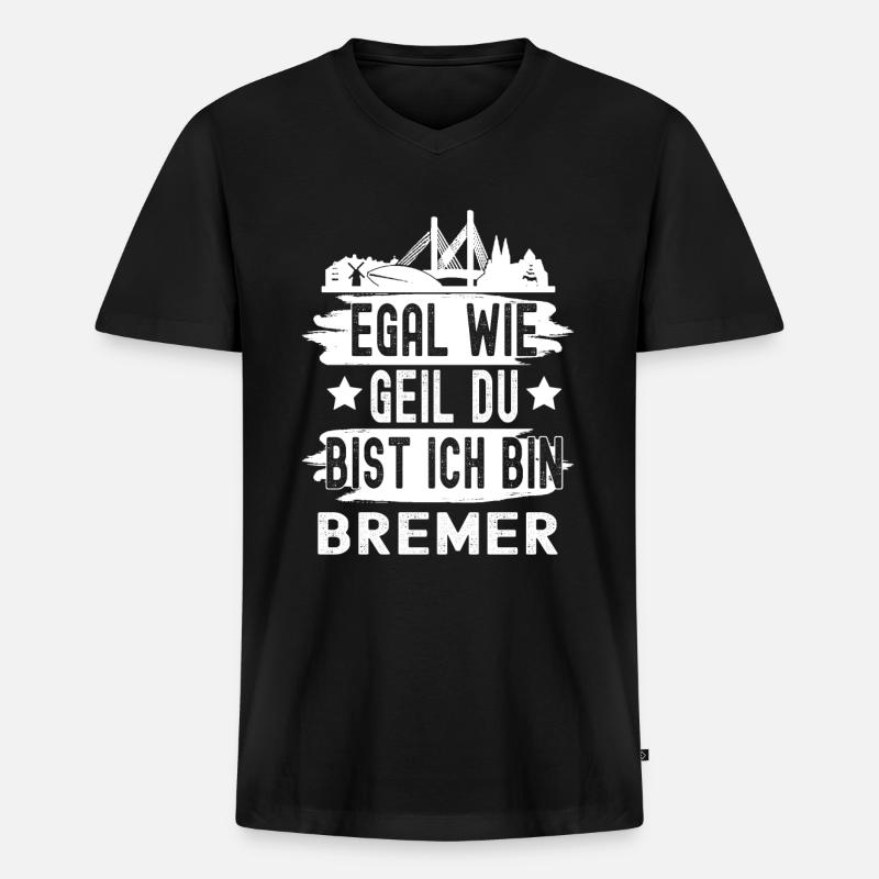 Bremen - Männer Premium Bio T-Shirt mit V-Ausschnitt - Schwarz