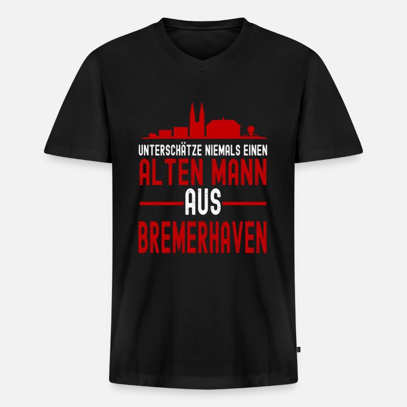 Bremenerhaven - Männer Premium Bio T-Shirt mit V-Ausschnitt - Schwarz