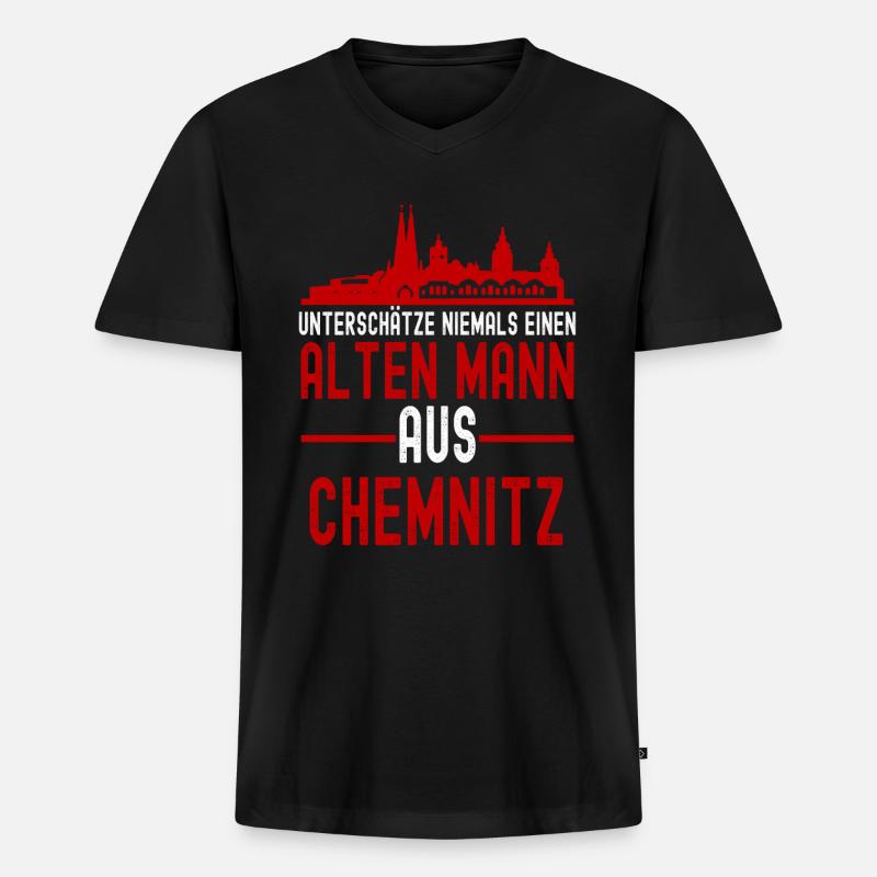 Chemnitz - Männer Premium Bio T-Shirt mit V-Ausschnitt - Schwarz