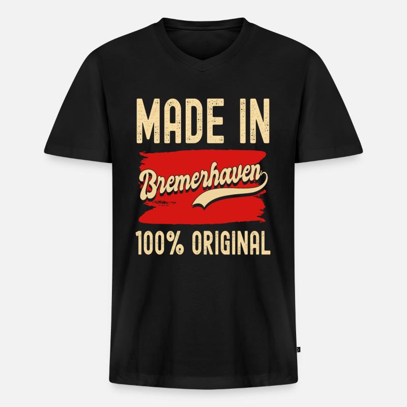 Bremenerhaven - Männer Premium Bio T-Shirt mit V-Ausschnitt - Schwarz