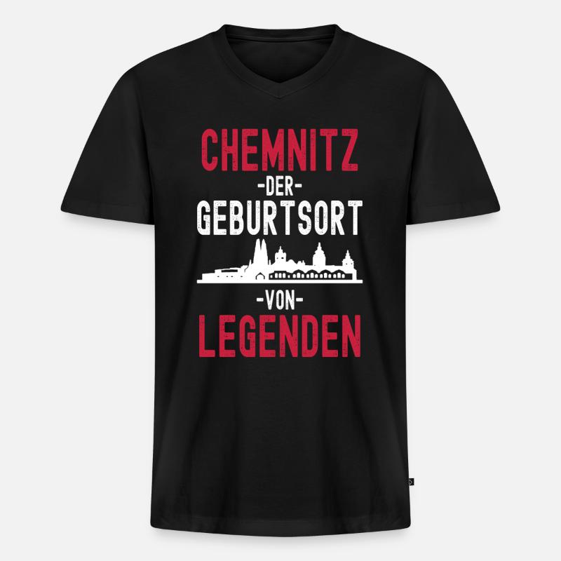Chemnitz - Männer Premium Bio T-Shirt mit V-Ausschnitt - Schwarz