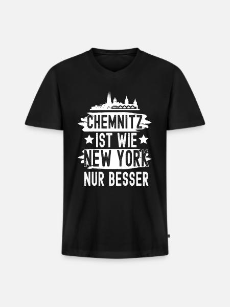 Chemnitz - Männer Premium Bio T-Shirt mit V-Ausschnitt - Schwarz