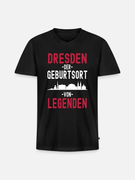 Dresden - Männer Premium Bio T-Shirt mit V-Ausschnitt - Schwarz