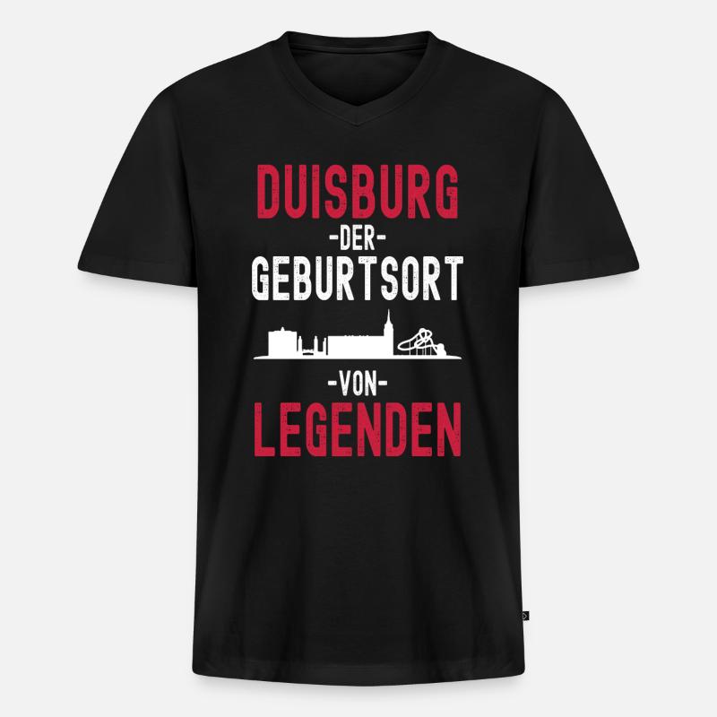 Duisburg - Männer Premium Bio T-Shirt mit V-Ausschnitt - Schwarz