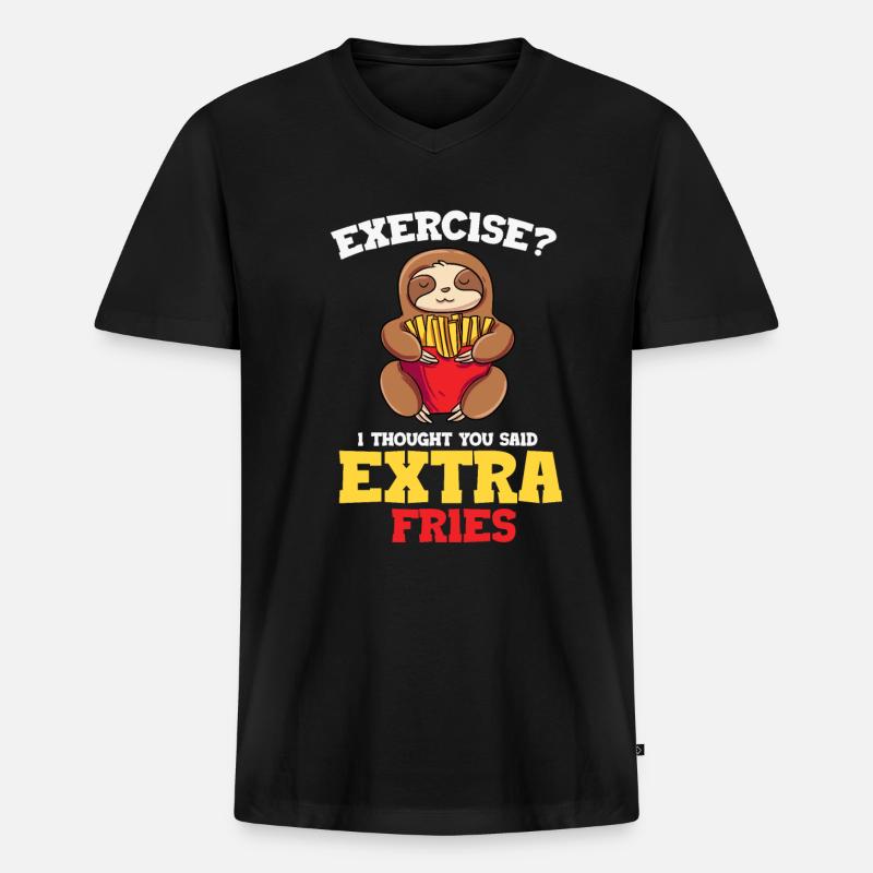 Faultier - Männer Premium Bio T-Shirt mit V-Ausschnitt - Schwarz