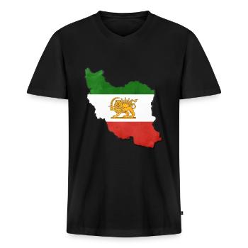 Rolig Iran-flaggresa - Ekologisk premium-T-shirt med V-ringning herr - svart - Fram - Nico (187cm)