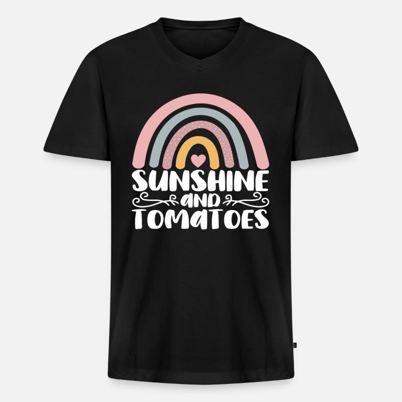 Tomate - Männer Premium Bio T-Shirt mit V-Ausschnitt - Schwarz