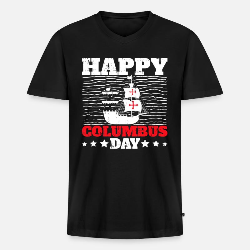 Christopher Columbus - Männer Premium Bio T-Shirt mit V-Ausschnitt - Schwarz