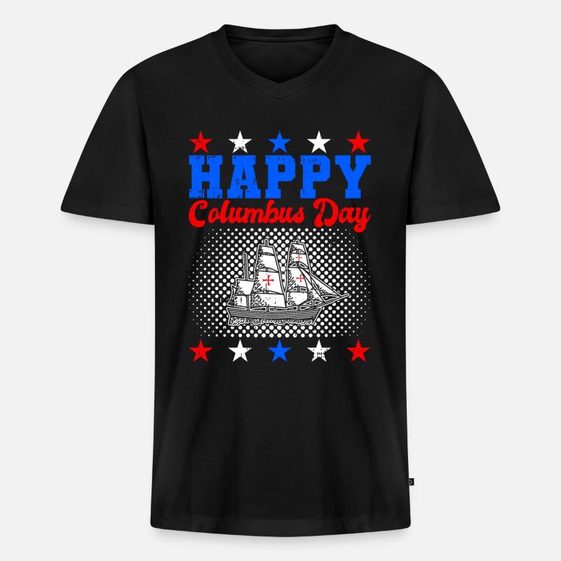 Christopher Columbus - Männer Premium Bio T-Shirt mit V-Ausschnitt - Schwarz