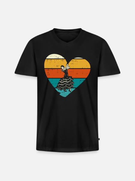 Flamenco - Männer Premium Bio T-Shirt mit V-Ausschnitt - Schwarz