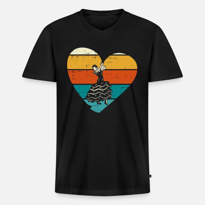 Flamenco - Männer Premium Bio T-Shirt mit V-Ausschnitt - Schwarz