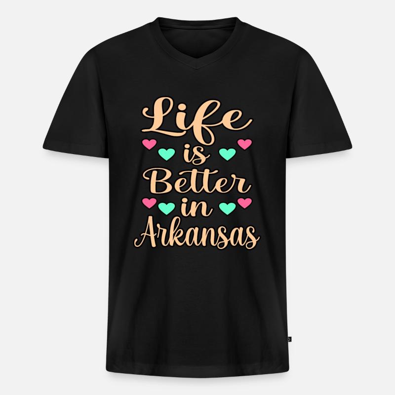 Leben In Arkansas geschenk - Männer Premium Bio T-Shirt mit V-Ausschnitt - Schwarz