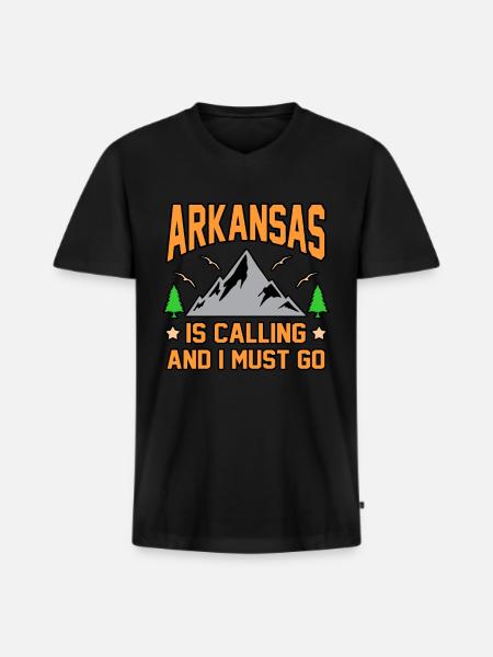 Visit Arkansas Gift - Men's Premium Organic T-shirt with V-neck - black