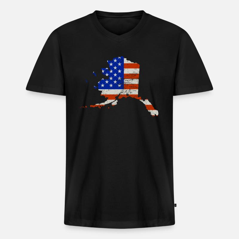 Alaska-staats-us-flaggen-geschenk - Männer Premium Bio T-Shirt mit V-Ausschnitt - Schwarz