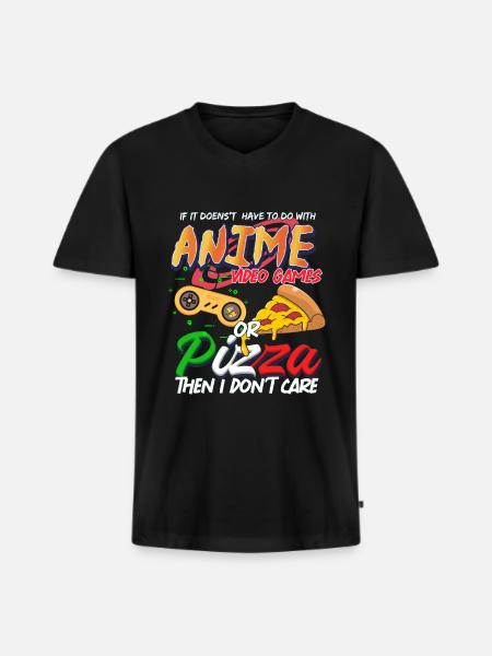 Anime Video Games Pizza Gift - Men's Premium Organic T-shirt with V-neck - black