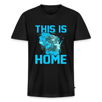 Home Wisconsin gift - Men's Premium Organic T-shirt with V-neck - black - Front - Nico (187cm)