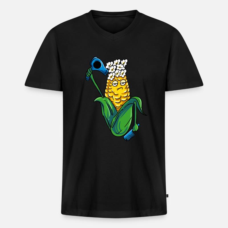 Lustiges Bauer Friseur Mais Geschenkidee - Männer Premium Bio T-Shirt mit V-Ausschnitt - Schwarz