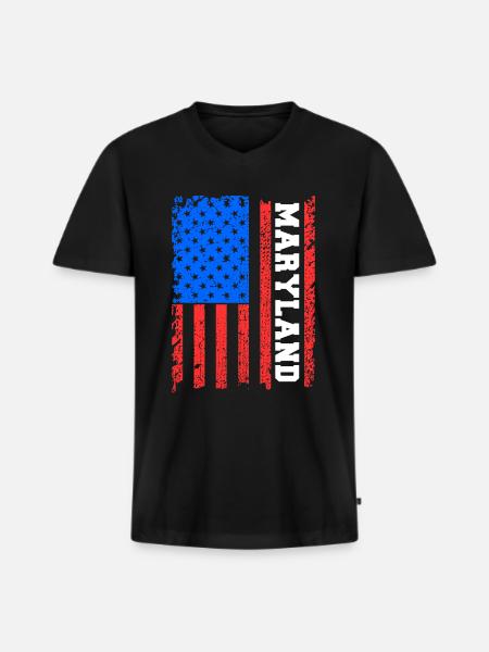 Maryland Usa flag gift - Men's Premium Organic T-shirt with V-neck - black