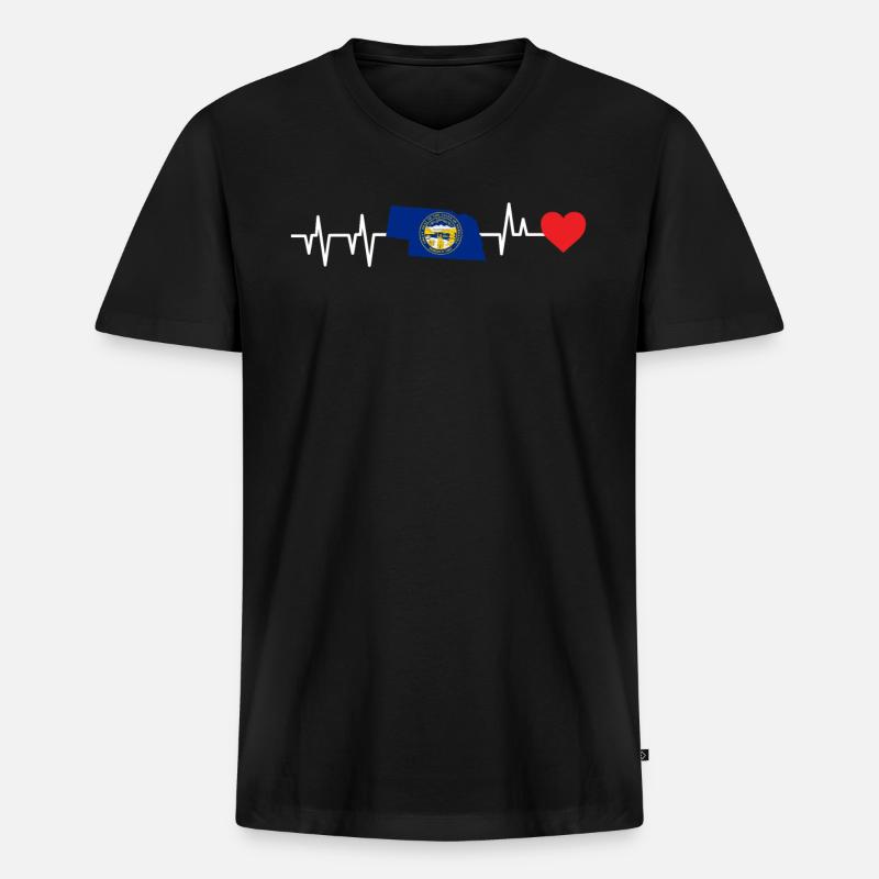 Nebraska herzschlag geschenk - Männer Premium Bio T-Shirt mit V-Ausschnitt - Schwarz