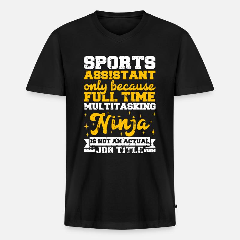 Sportassistent - Männer Premium Bio T-Shirt mit V-Ausschnitt - Schwarz