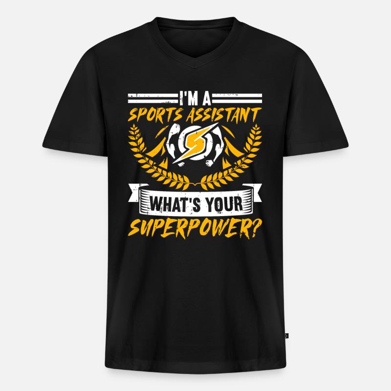 Sportassistent - Männer Premium Bio T-Shirt mit V-Ausschnitt - Schwarz