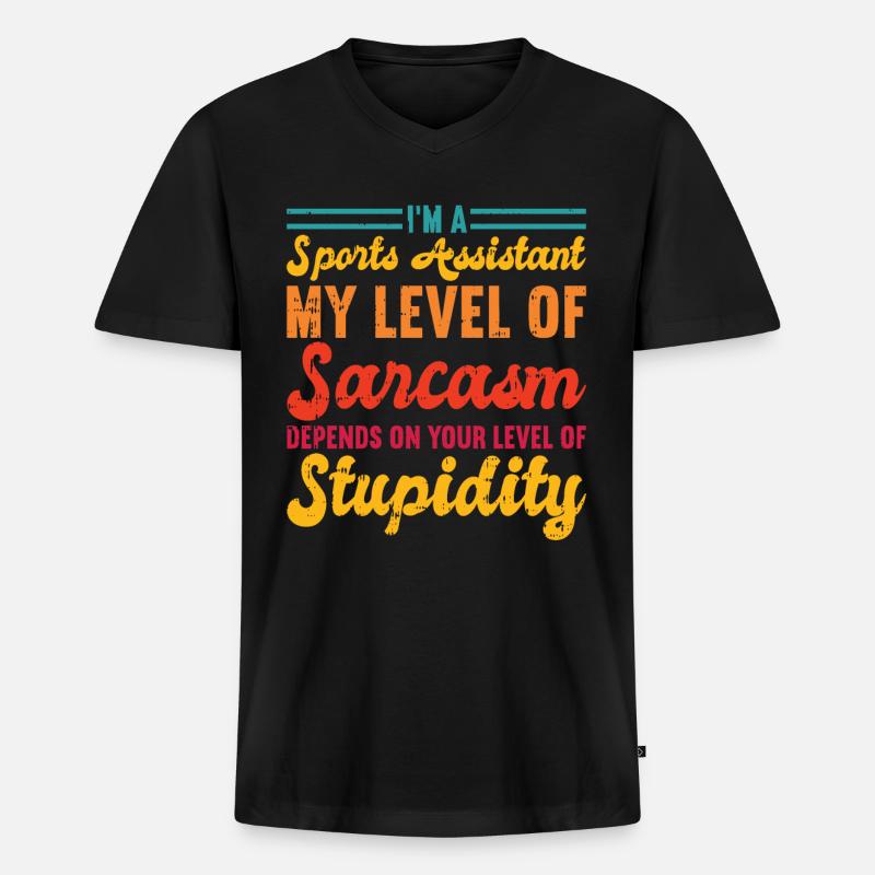 Sportassistent - Männer Premium Bio T-Shirt mit V-Ausschnitt - Schwarz