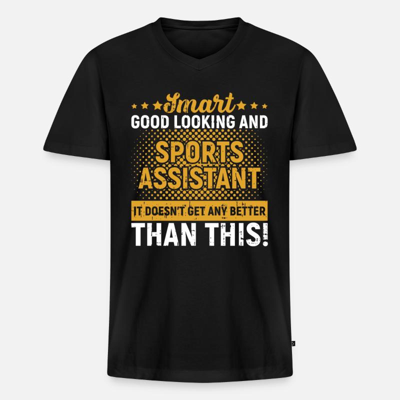 Sportassistent - Männer Premium Bio T-Shirt mit V-Ausschnitt - Schwarz