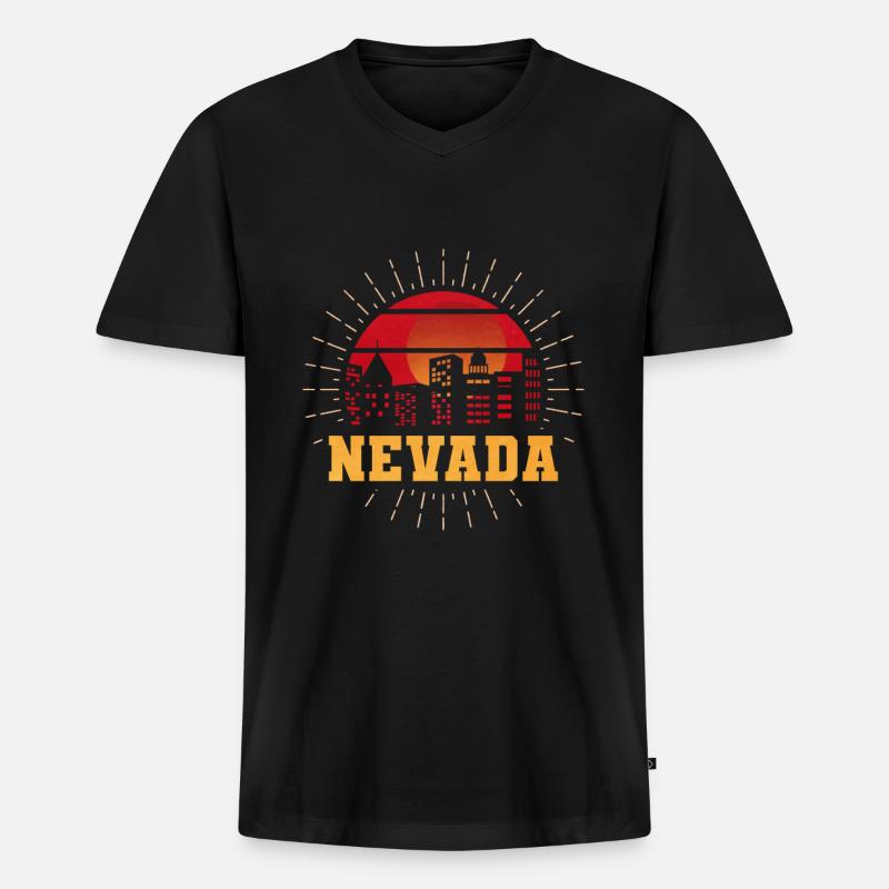 Nevada Pride State Mountain - Männer Premium Bio T-Shirt mit V-Ausschnitt - Schwarz
