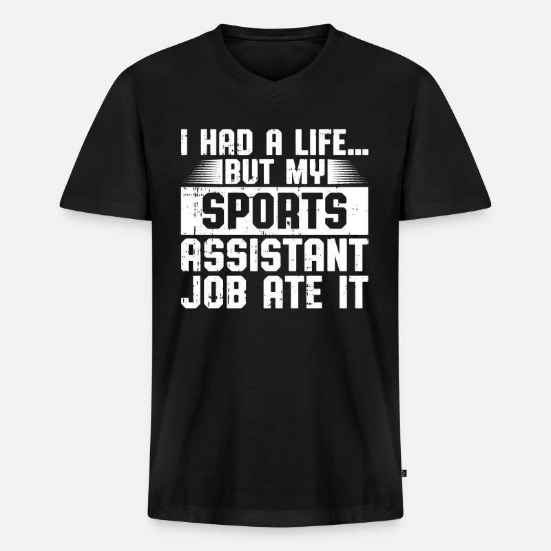 Sportassistent - Männer Premium Bio T-Shirt mit V-Ausschnitt - Schwarz