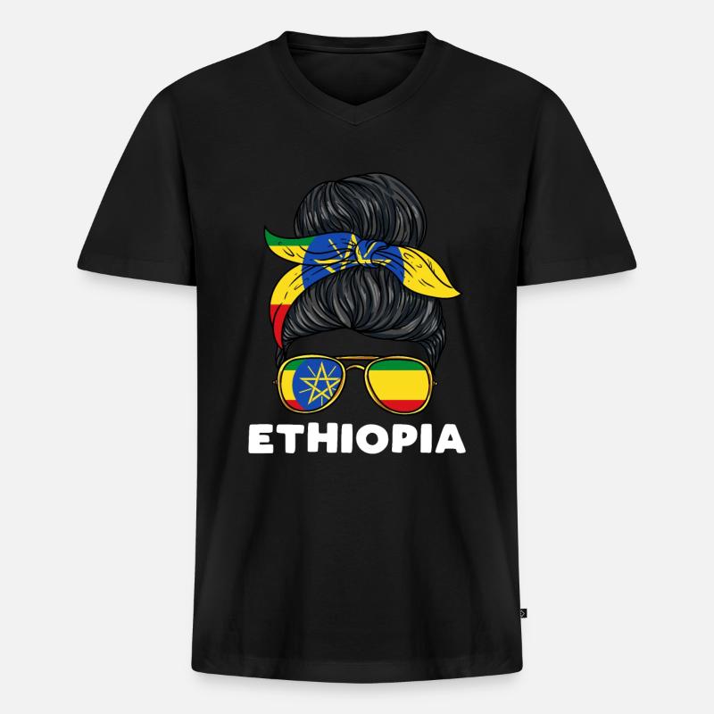 Äthiopien Mädchen - Männer Premium Bio T-Shirt mit V-Ausschnitt - Schwarz