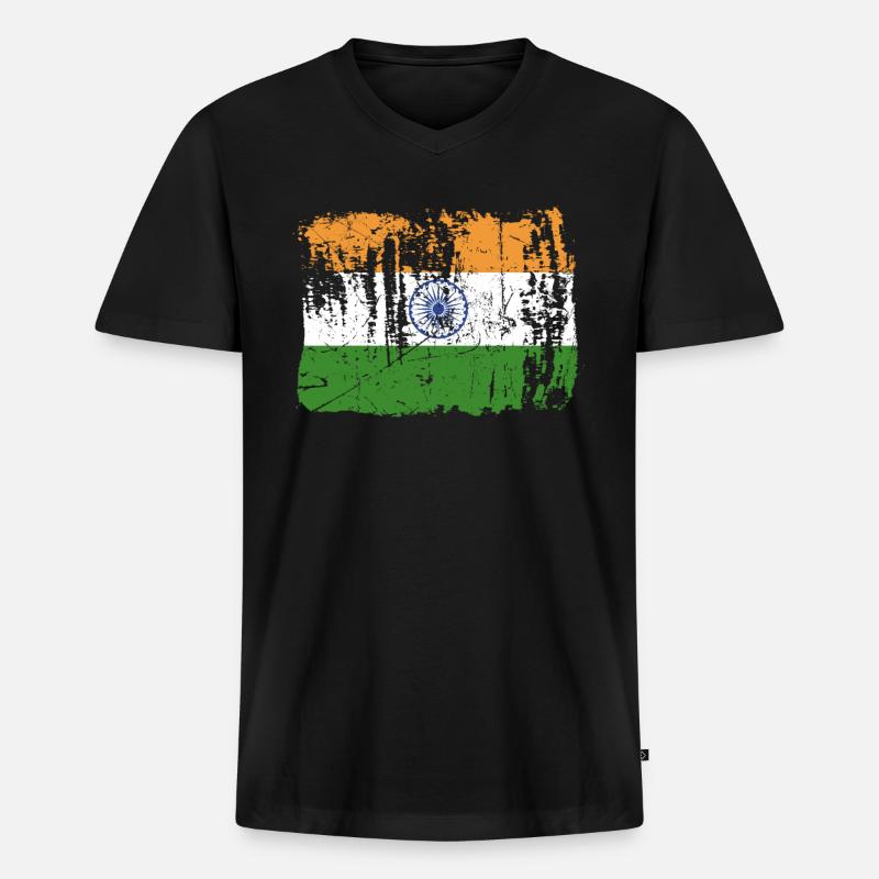 Indien Pride Geschenk - Männer Premium Bio T-Shirt mit V-Ausschnitt - Schwarz