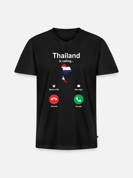 Thailand Ruft Geschenk An - Männer Premium Bio T-Shirt mit V-Ausschnitt - Schwarz