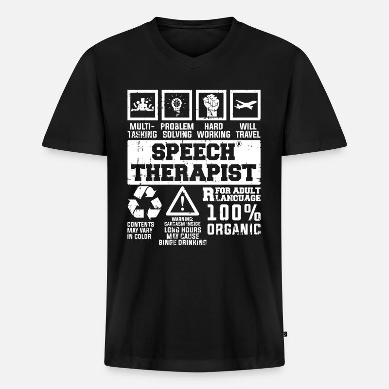 Sprachtherapeut Logopäde Geschenk - Männer Premium Bio T-Shirt mit V-Ausschnitt - Schwarz