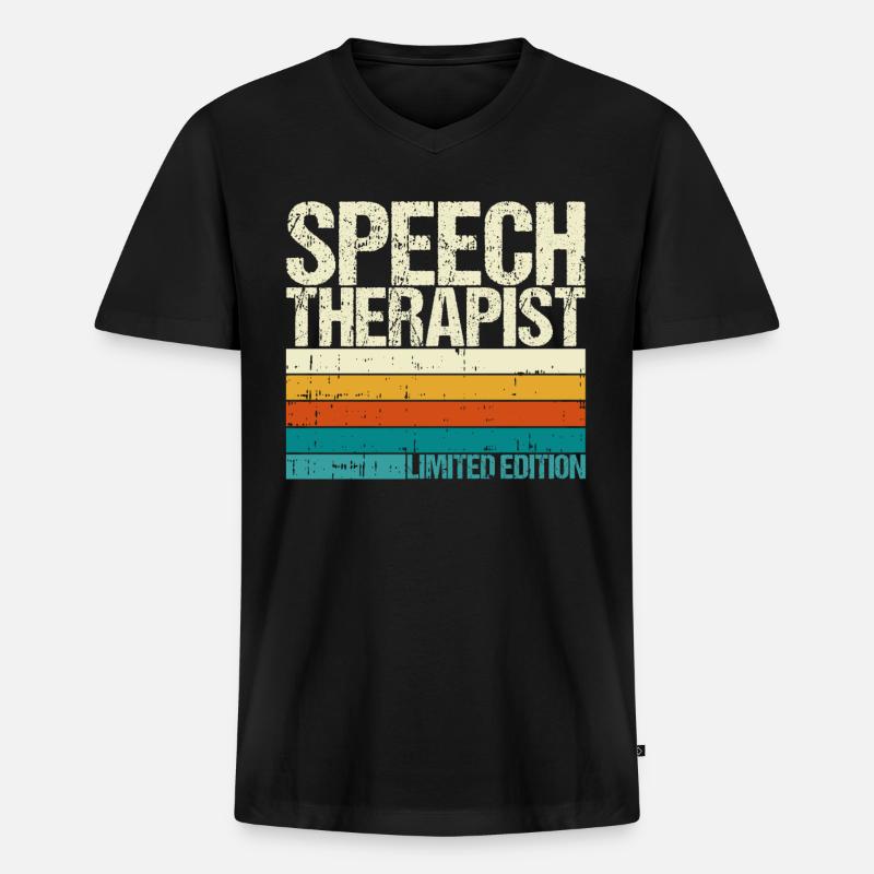 Sprachtherapeut Logopäde Geschenk - Männer Premium Bio T-Shirt mit V-Ausschnitt - Schwarz