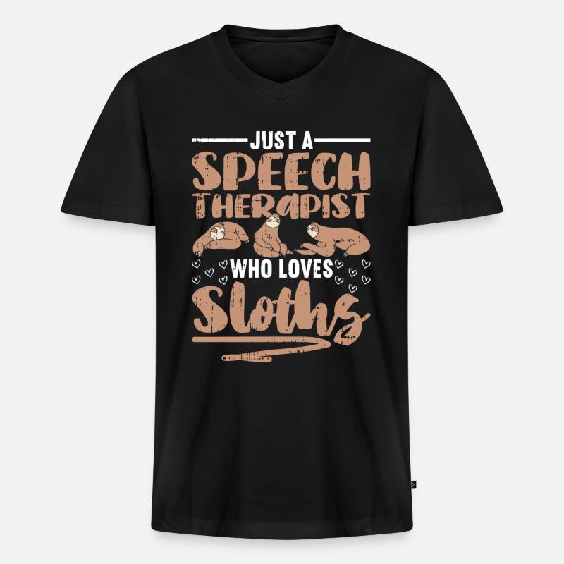 Sprachtherapeut Logopäde Geschenk - Männer Premium Bio T-Shirt mit V-Ausschnitt - Schwarz