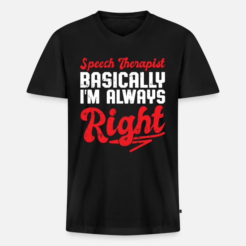 Sprachtherapeut Logopäde Geschenk - Männer Premium Bio T-Shirt mit V-Ausschnitt - Schwarz