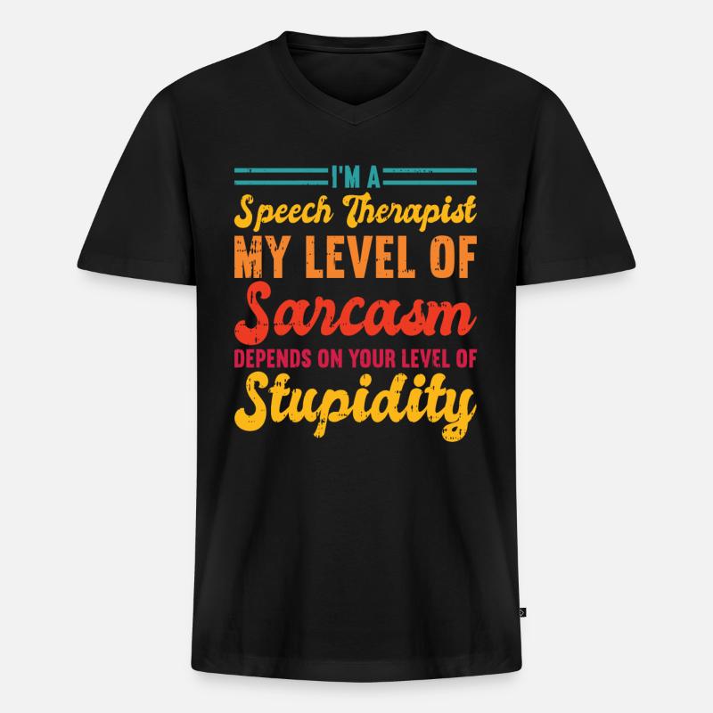 Sprachtherapeut Logopäde Geschenk - Männer Premium Bio T-Shirt mit V-Ausschnitt - Schwarz