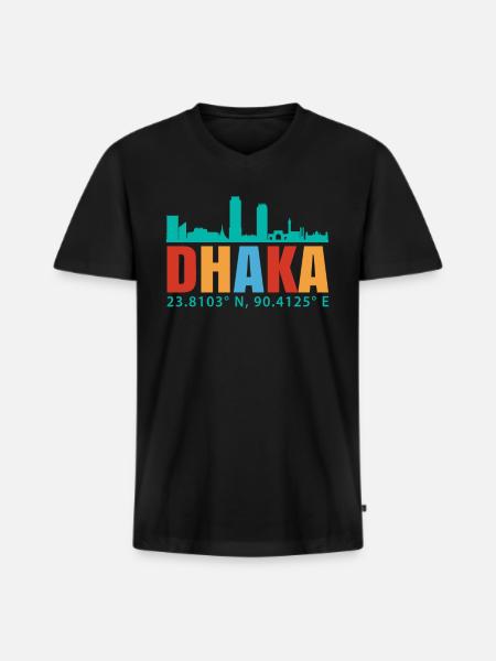Dacca - T-shirt encolure en V Premium bio Homme - noir
