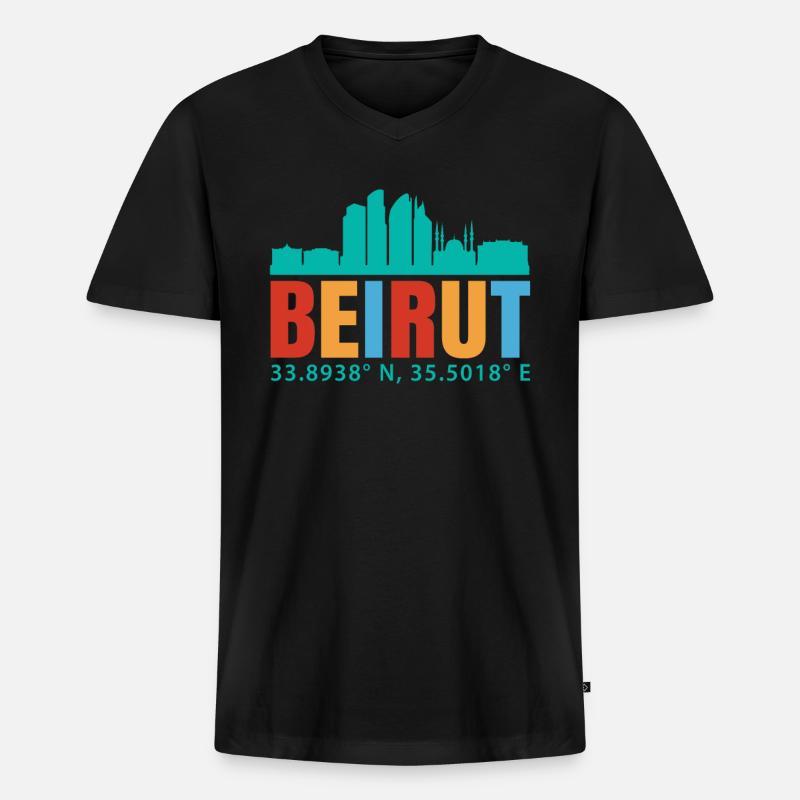 Beirut - Männer Premium Bio T-Shirt mit V-Ausschnitt - Schwarz