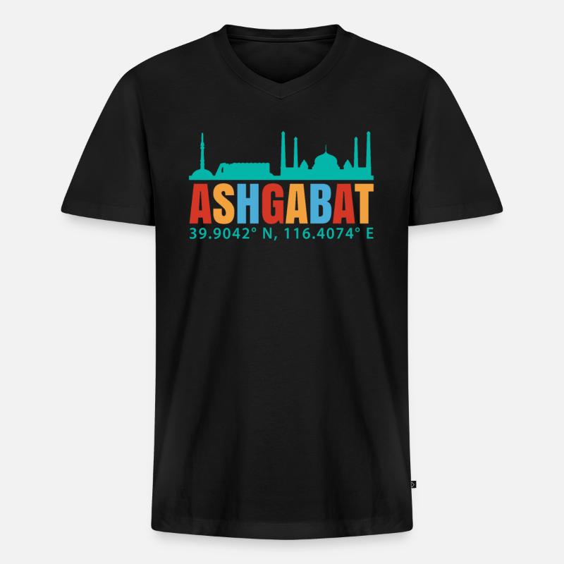 Aschgabat - Männer Premium Bio T-Shirt mit V-Ausschnitt - Schwarz