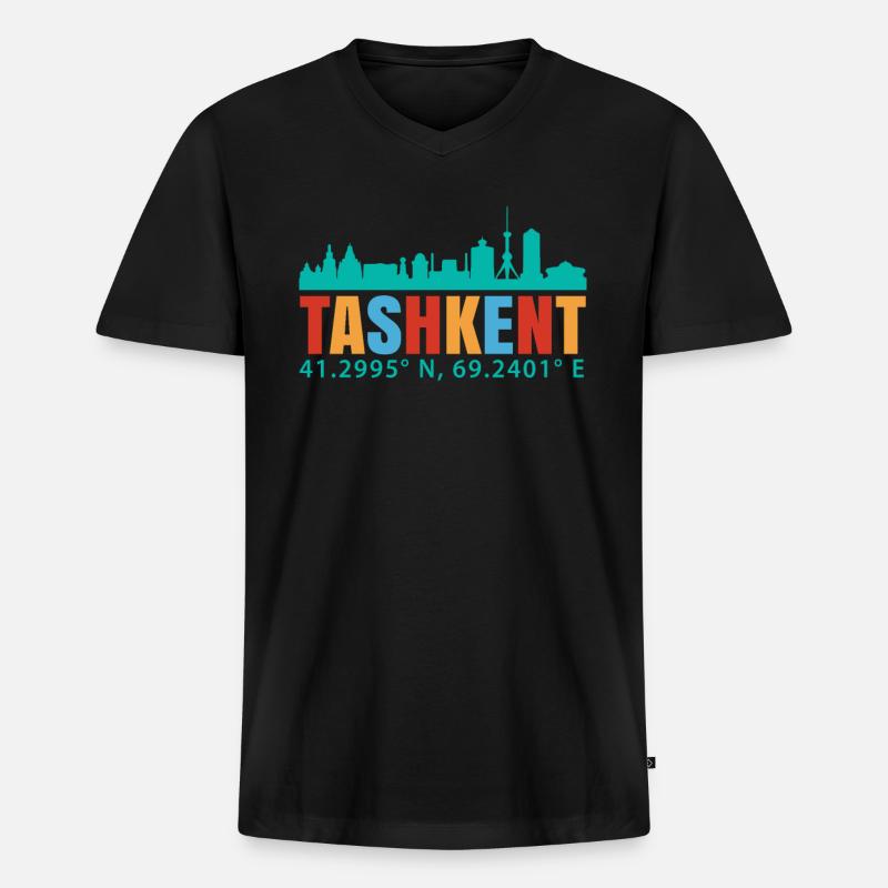 Taschkent - Männer Premium Bio T-Shirt mit V-Ausschnitt - Schwarz