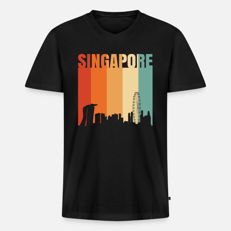 Singapur - Männer Premium Bio T-Shirt mit V-Ausschnitt - Schwarz
